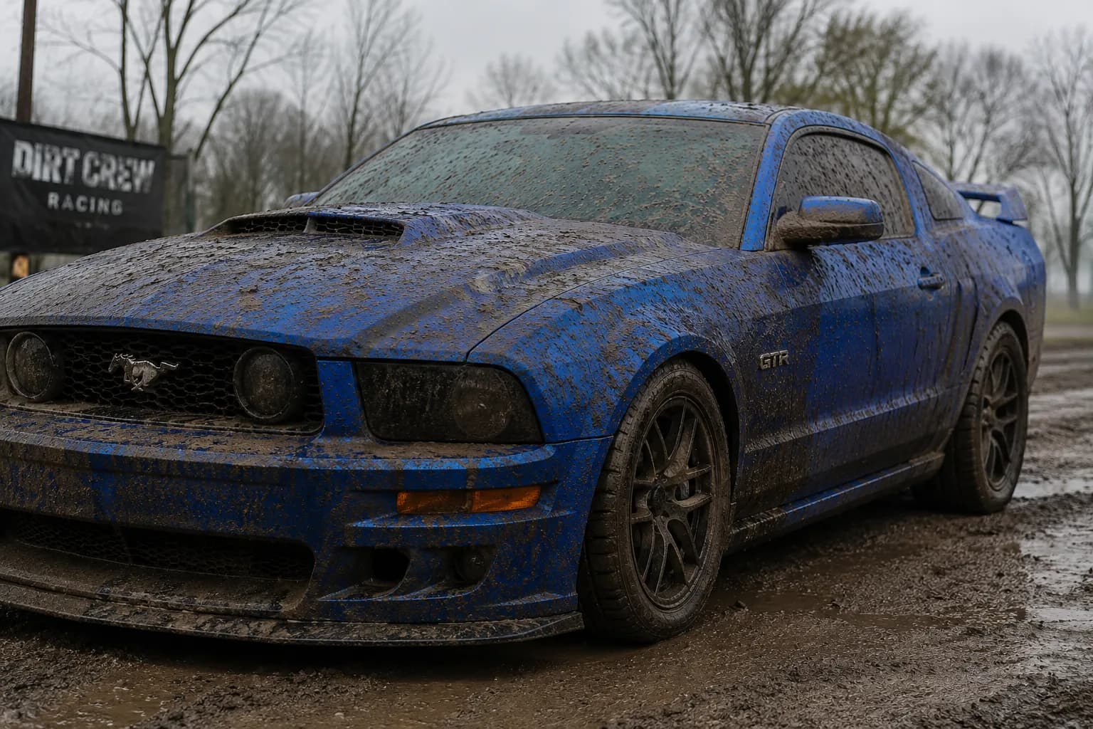 Blue Ford Mustang GT before detailing