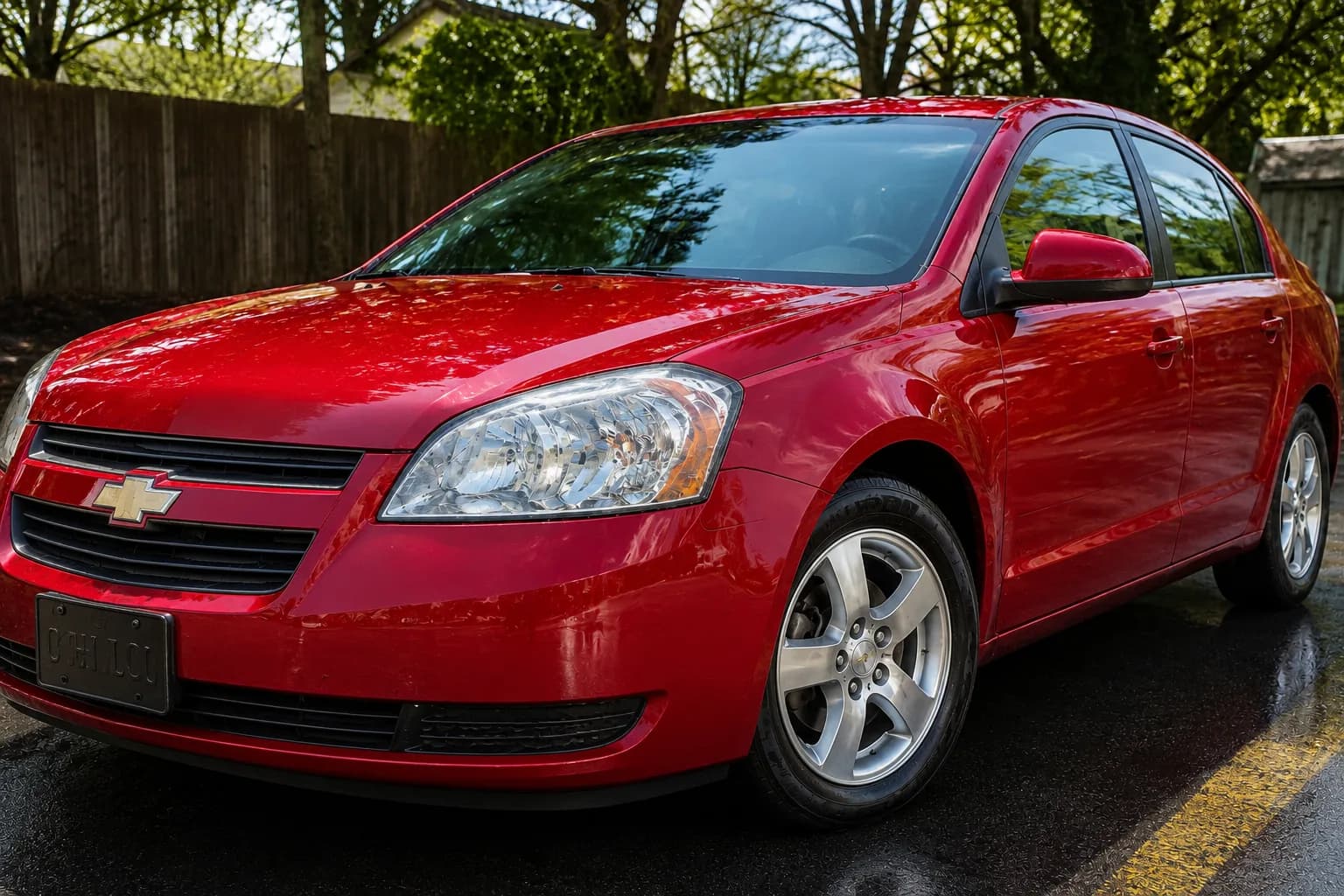 Red Chevrolet Malibu after detailing